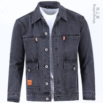 Look-style denim jacket for work wear, men's labor protection work clothes, men's large size work clothes, welder wear-resistant and dirt-resistant jacket, jacket t30 gray, new season new product l, recommended 115-130 catties