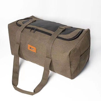 Travel bag thickened wear-resistant canvas travel bag large capacity portable reinforced luggage bag moving bag khaki large size