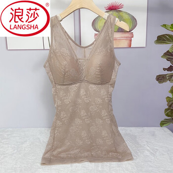 Langsha spring and summer ultra-thin bra shapewear for women, plus fattening back and belly vest 200 pounds large size corset top, champagne color l 95-115 pounds bra 75bc/80ab)