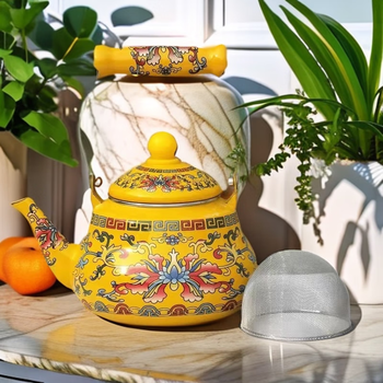 Feihuan enamel kettle, kettle, milk tea kettle, scented tea, summer medicine kettle, induction cooker, open flame, universal, 1l or more, 1ml huanggululian-pear-shaped pot-with filter, 3kg water capacity, 1 point 5l