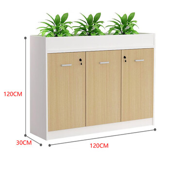 Office partition cabinet, flower trough cabinet, flower cabinet, storage wooden cabinet, low cabinet, side cabinet, flower cabinet, three-door cabinet 120x30x120cm maple color