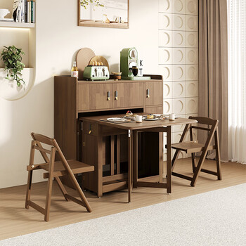 Foldable dining table modern minimalist home dining table nordic all solid wood dining table folding dining table small apartment chair combination 1.45 meters solid wood dining table + sideboard + 4 chairs