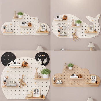 Wooden grid hole board storage rack living room wall decoration partition custom entrance wall display storage rack solid wood hanging board supports customization contact customer service