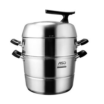 Aistar steamer 316l easy-to-take-out three-layer double bottom steamer zs28s1q/zs30s1q/zs32s1q zs28s1q 28cm