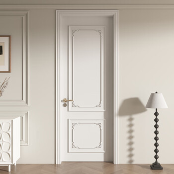 Solid wood paint bedroom door french retro internet celebrity indoor room flat door warm white european style carved solid wood composite paint warm white