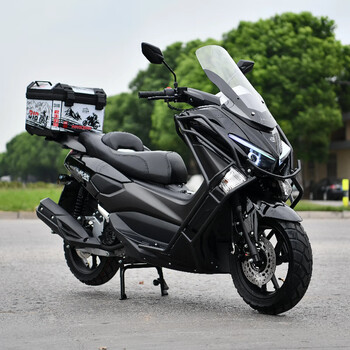 Jilang mengshi fourth generation 150cc scooter, national iv efi fuel, brand new two-wheeled large off-road vehicle, gloss black, handa machine + square tail box + guard bar