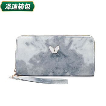 Yunluo guofeng ink gradient color chinese valentine's day bow wallet women's clutch multi-layer card slot coin purse long ins style national style gray