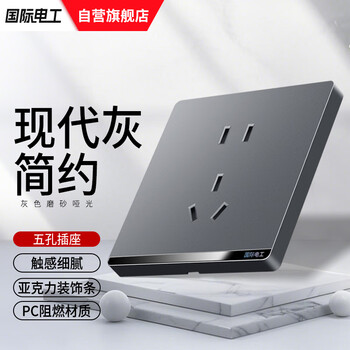 Type 86 concealed switch socket panel gray porous usb household one-open single-dual control with five-hole large panel plug five-hole socket 220v