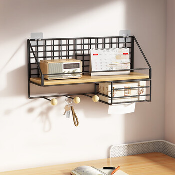 Anya punch-free wall storage rack living room wall bedroom bedside storage rack wall hanging partition router shelf
