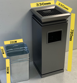 Yue changsheng stainless steel hotel lobby trash can cigarette butt column cigarette extinguisher bucket with ashtray outdoor smoking area elevator entrance vertical crown gun ash bucket