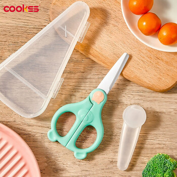 Cookss baby ceramic food scissors children's manual ceramic food scissors grinder baby food tool with poop blue