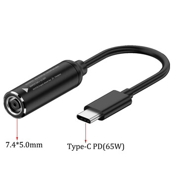 Metrowang is suitable for lenovo hp dell huawei laptop charger power adapter cable dc5.5 round port to type-c adapter to pd65w power adapter conversion cable hp dell 7.4*0.6 female socket