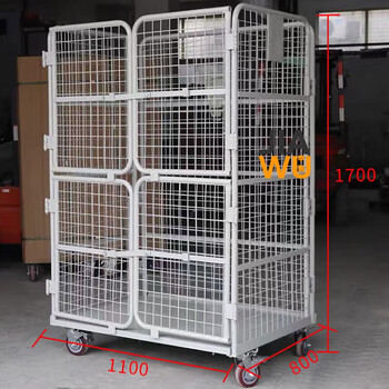 Jingxinda movable logistics trolley, folding logistics trolley, warehouse sorting truck, express cage truck, linen truck, e-commerce truck, 1100*800*1700 four small door encryption