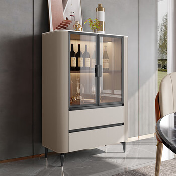 Weiyijiang italian light luxury wine cabinet living room multi-functional storage cabinet tea cabinet modern small apartment storage cabinet glass display cabinet khaki wine cabinet