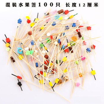 Jingwan creative art fruit picks, bamboo picks, flower picks, cocktail toothpicks, various mix and match picks 12cm (100 pieces)