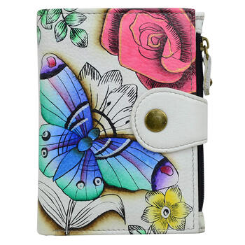 Anna by anuschka women's hand painted genuine leather women's wallet floral paradise one size