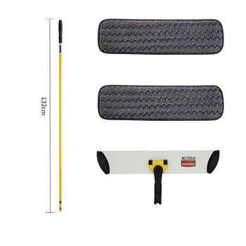 Rubbermaid business supplies 18-inch microfiber flat mop gray set inlet mop hotel mop wet and dry lazy mop 18-inch set contains 2 mops (gray + gray)