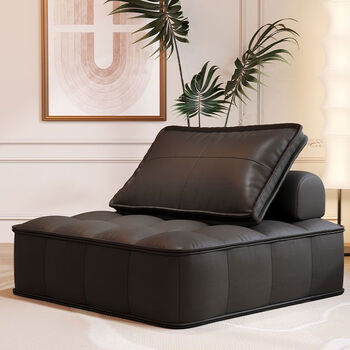 Ji shilun light luxury wash-free cat scratch leather tofu block lazy sofa small apartment square living room leisure chair bedroom module floor phantom black - upgraded cat scratch leather 80*80*30cm - free pillow + support column