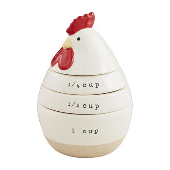 Mud pie4 1/2 x 4 diameter chicken measuring cup set, white