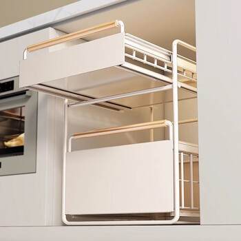 Youqin kitchen cabinet pull-basket under-sink storage rack multi-functional dish and spice storage pull-out layered shelf