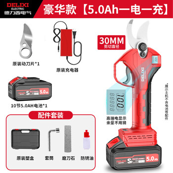 Delixi electric pruning shears lithium-ion scissors for pruning branches and fruit trees, rechargeable garden pruning tool, brushless speed shear, 5.0ah, one power, free blades