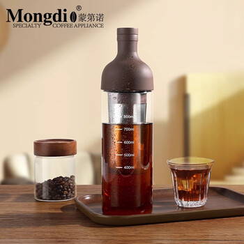Mongdio cold brew pot coffee pot cold brew bottle cold brew cup cold brew pot glass large capacity coffee cold quenching bottle cold brew pot 1000ml-coffee color