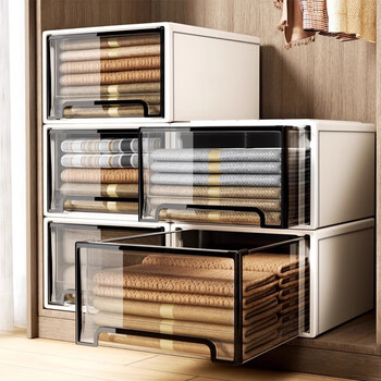 Zhifan japanese wardrobe storage drawer storage box organizing box clothes storage box wardrobe wardrobe layered artifact bearing 300 jin 47*45*30cm 0 odor 2 pack brown drawer