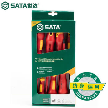Sata 7-piece t series vde insulated screwdriver set, magnetic bit 09303