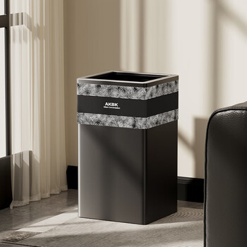 Akbk trash can living room large household 2026 new simple kitchen bedroom bathroom light luxury high value no cover 18l all things grow-metal double-layer bucket