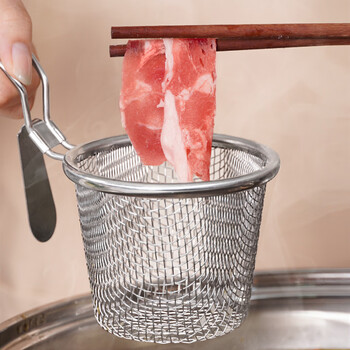 Anbuy 304 stainless steel hot pot colander kitchen household hanging side noodles spoon colander filter basket colander s1285