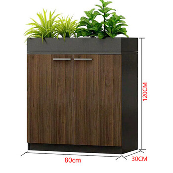Office partition cabinet, flower trough cabinet, flower cabinet, storage wooden cabinet, low cabinet, side cabinet, flower cabinet, two-door cabinet 80x30x120cm walnut