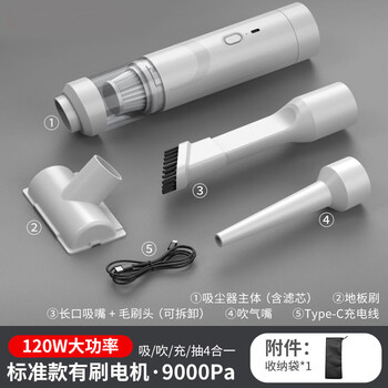 Helloleiboo car vacuum cleaner handheld small wireless car suction household dual-use in-car high-power machine newly upgraded m2 pro-upgraded model-ivory