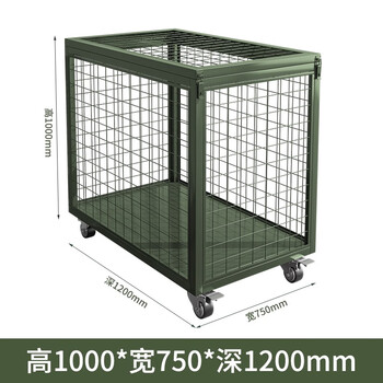 Military green mobile cage combat readiness material turnover vehicle wheeled mobile pallet thickened field picture box rotational molding box 1200 deep mesh cage