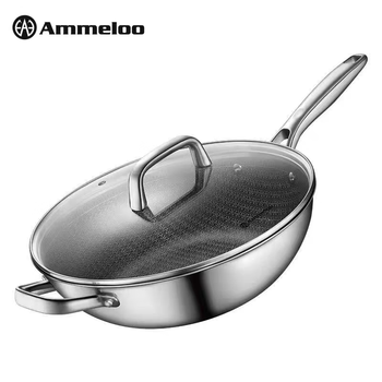 Ammeloo dallas stainless steel honeycomb mesh set pot dealer same style spot genuine quick release cc32h2sm-32cm wok