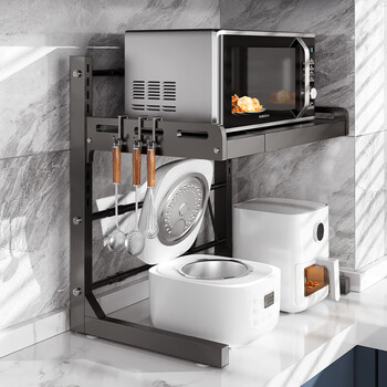 Mrs. kitchen microwave rice cooker storage rack countertop microwave rack telescopic oven storage rack electrical storage rack double-layer main rack* retractable 39-62cm