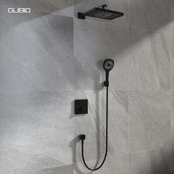 Gubid two-function embedded pre-embedded shower head, fine copper panel configuration shower head set gd9521h-cool black