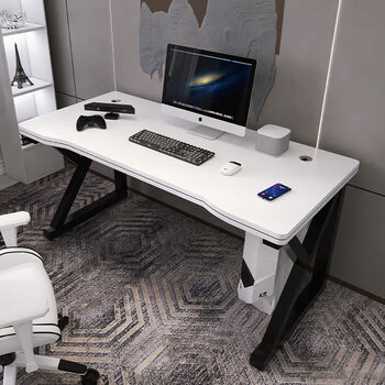 Yusenyi carbon fiber gaming table desktop computer table bedroom home desk small simple table anchor game table new elegant white + black thickened 18mm desktop 160*60*75cm