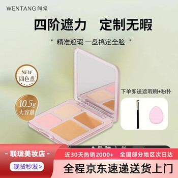 Wentang wt four-color concealer palette concealer to cover spots, facial acne marks, tear troughs, dark circles, unisex, two-pan set