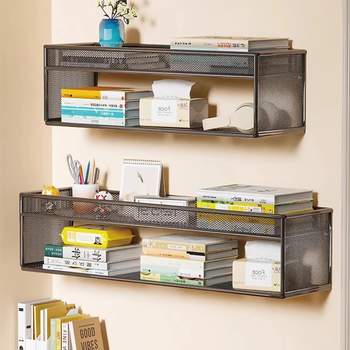 Fan lilin punch-free wall shelf dormitory bedside storage artifact wall hanging dormitory good things wall shelf wall hanging bookshelf black medium size