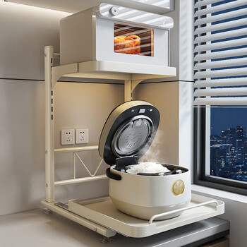 Added microwave oven rack pull-out kitchen rice cooker shelf countertop multi-functional appliance oven storage rack