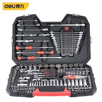 Deli household tool set auto repair tools car repair large, medium and small flying ratchet wrench socket wrench set 150 full series set (6.3x10x12.5mm)