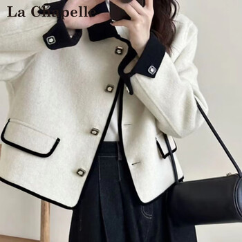La chapelle 2025 autumn and winter new style small fragrance wool short jacket women's small spring and autumn versatile slim top trendy off-white l recommended 105-115 catties