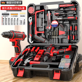 Walkerlive hand electric drill tool box full set of tool box household hardware tool set combination electrician woodworking repair set 21v lithium electric drill 109-piece tool set