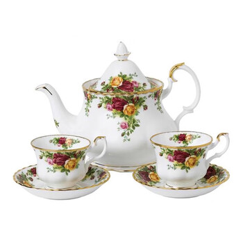 Royal albert old town rose series porcelain teapot, coffee cup and saucer gift box 1l or above