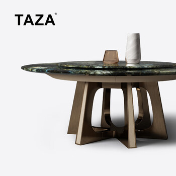 Taza italian light luxury dining table villa whole house matching restaurant series electric turntable induction cooker dining table sapphire luxury stone surface 2m electric dining table + turntable