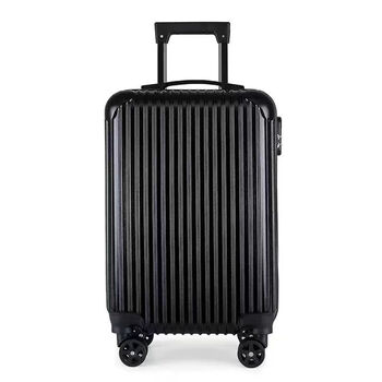 New 20-inch trolley case, large-capacity suitcase, sturdy and durable suitcase with caster wheels for students, men and women, 20-inch black vertical strip