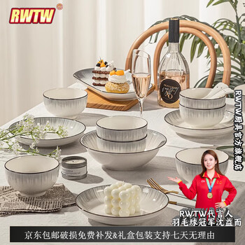 Dish set for home 2025 new ceramic bowl, plate, chopsticks and tableware set underglaze color rice bowl for home simple and modern 20-piece set for 4 people