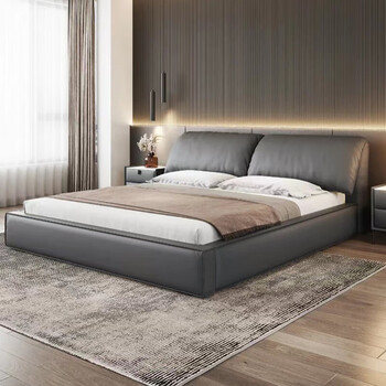 Wanquanxi baby playpen bed elephant ear first layer cowhide bed master bedroom simple built-in double 1.8m cream style 2m bed bed + 20cm natural latex mattress + 1 cabinet 1.8*2m frame structure