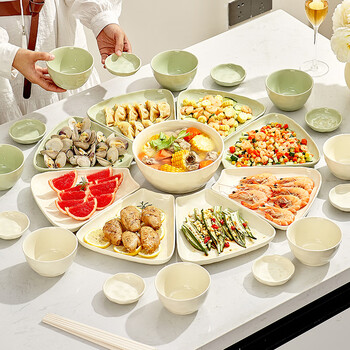 Treejack three-dimensional hand-knotted dishes, platters, tableware sets, new year's eve dinner, family dinner plates, rice bowls, 44-piece set