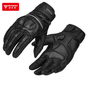 Motowolf summer motorcycle gloves retro breathable genuine leather all-season cycling equipment motorcycle rider equipment for men shadow black genuine sheepskin/mesh breathable xl two-finger touch screen